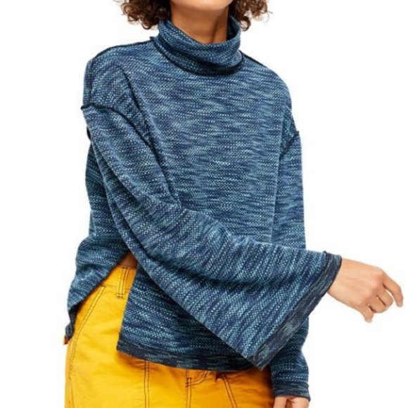 Free People Sunny Days Blue Turtleneck Top Size XS NWT - Picture 5 of 16